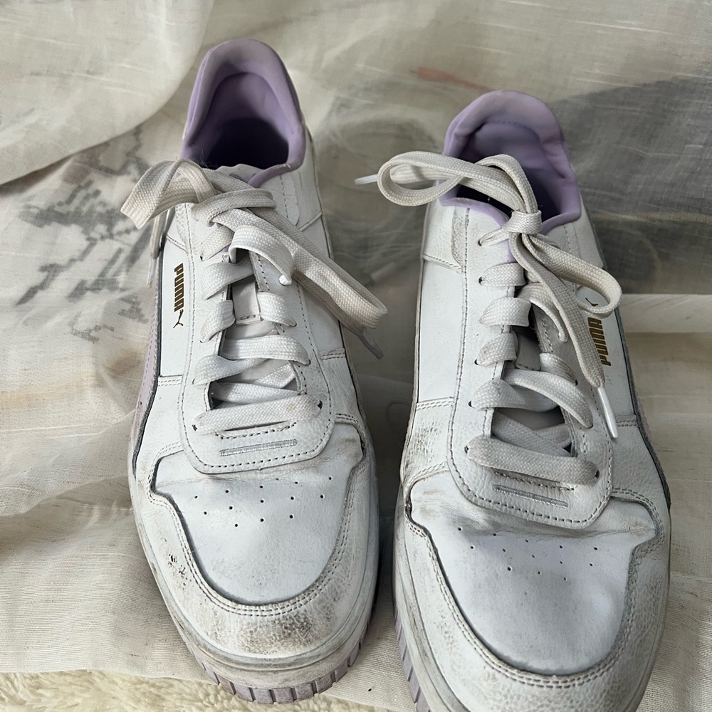 Puma White and Lavender Sneakers